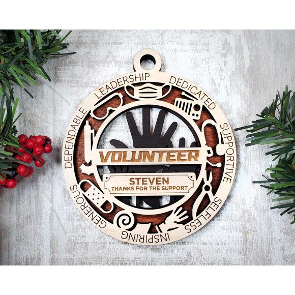 VOLUNTEER Ornament Personalized First Responder Christmas Gift - Picture 1 of 5